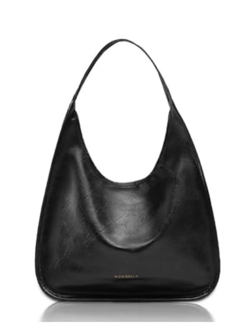 Minimalist Black Leather Shoulder Bag by
